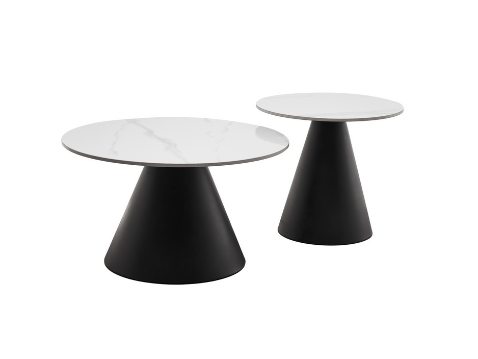 Комплект журнальных столов Vetro Рокко 700х460 мм/500х400 мм 2 шт. Белый мрамор/Черный (СТ-40) - фото 7 Комплект журнальных столов Vetro Рокко 700х460 мм/500х400 мм 2 шт. Белый мрамор/Черный (СТ-40) - фото 7