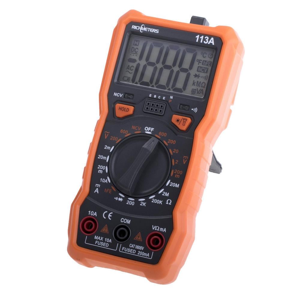 Мультиметр цифровой с NCV детектором Richmeters RM113A универсальный с подсветкой и фонариком Черно-оранжевый (168-31-155-782)