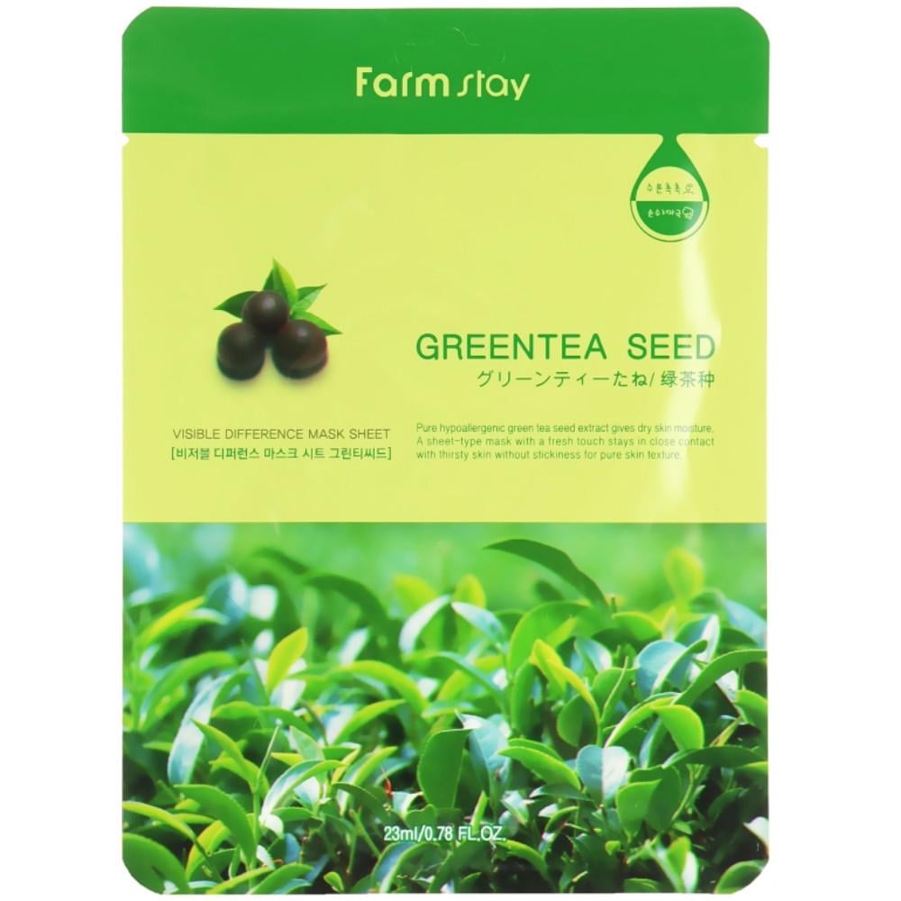 Маска успокаивающая для лица Farmstay Visible Difference Mask Sheet Green Tea Seed с зеленым чаем 23 мл (8809446651928)