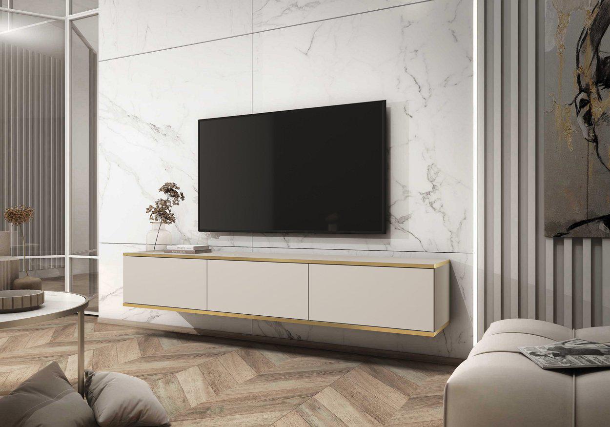 Тумба под телевизор навесная Perfect Home Oro RTV175 3-дверная Бежевый (PFH-091361)