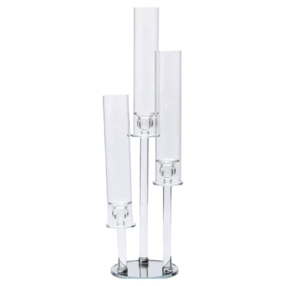 Подсвечник стеклянный на ножке на 3 свечи Light House LG-30103 CL высота 73 см Прозрачный