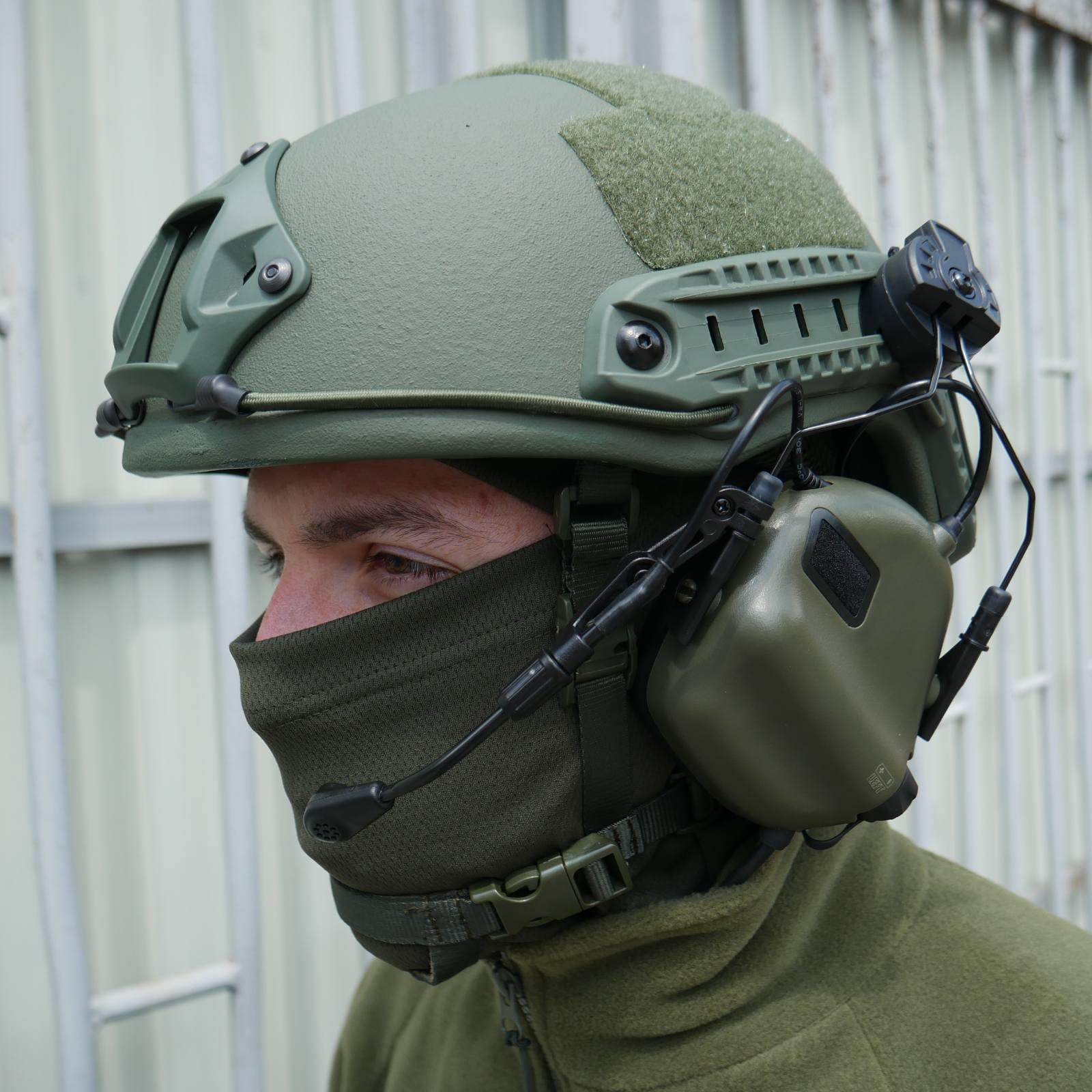 Комплект навушники Earmor M32 з радіогарнітурою та балістичний шолом FAST Helmet M/L Olive - фото 4