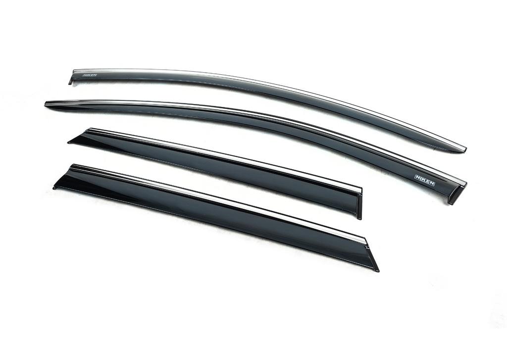 Ветровики с хромом Niken для Kia Niro 2016- гг. поликарбонат Черный Ветровики с хромом Niken для Kia Niro 2016- гг. поликарбонат Черный