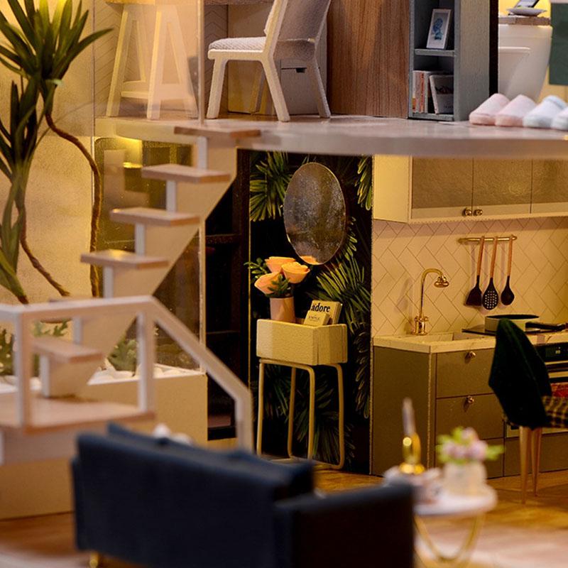Конструктор Кукольный дом DIY Cute Room L-032-B/C Вилла Уютная жизнь Loft Apartment - фото 8