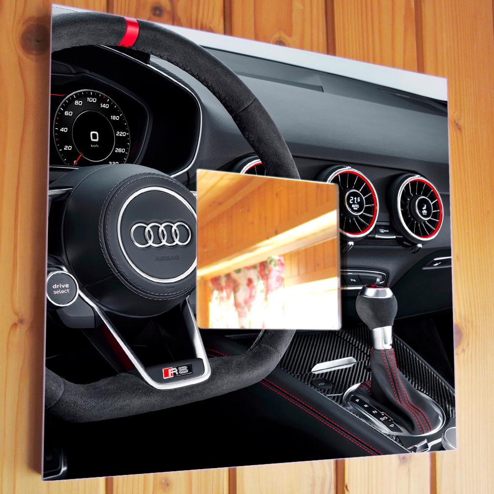 Зеркало декоративное с фотопечатью руля авто Audi 260х260 мм (M03872)
