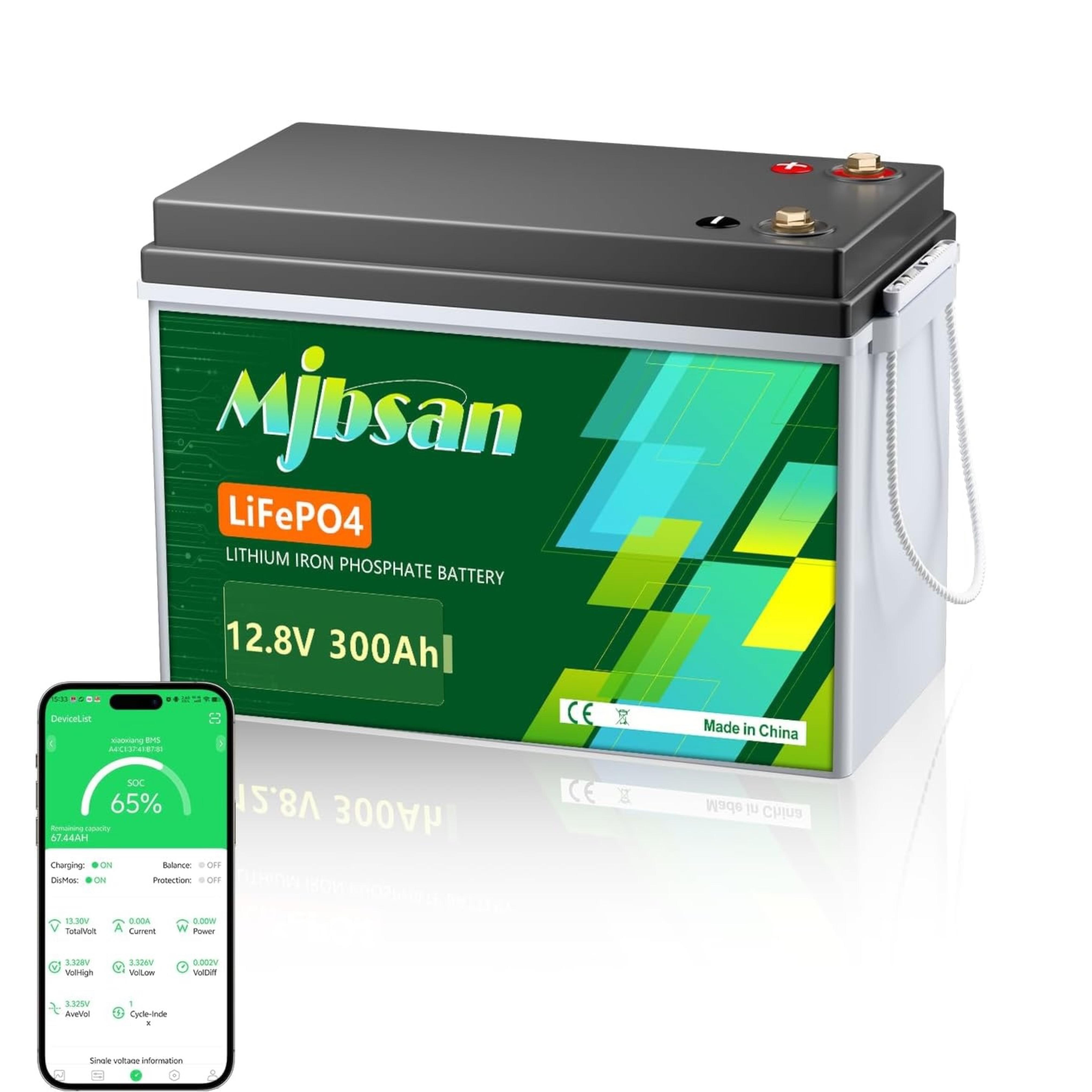 Аккумулятор для ИБП Mjbsan 12 В 300 А·ч LiFePO4 со встроенным Bluetooth (350073)