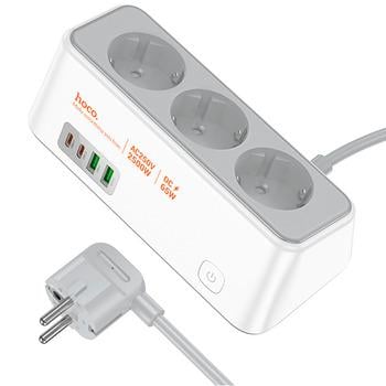 Фільтр Hoco електричний подовжувач, зарядка для пристроїв 2U/3P/2C 2 м Білий (AC23)