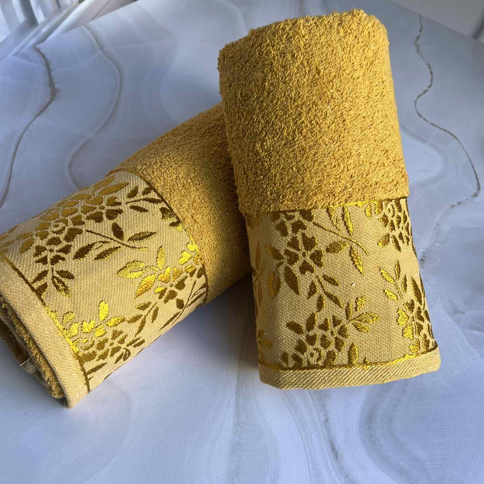 Набір рушників банне та для обличчя 70х40 см/50х90 см 2 шт. Жовтий (mame2v1cic1-sari) - фото 2 Набір рушників банне та для обличчя 70х40 см/50х90 см 2 шт. Жовтий (mame2v1cic1-sari) - фото 2