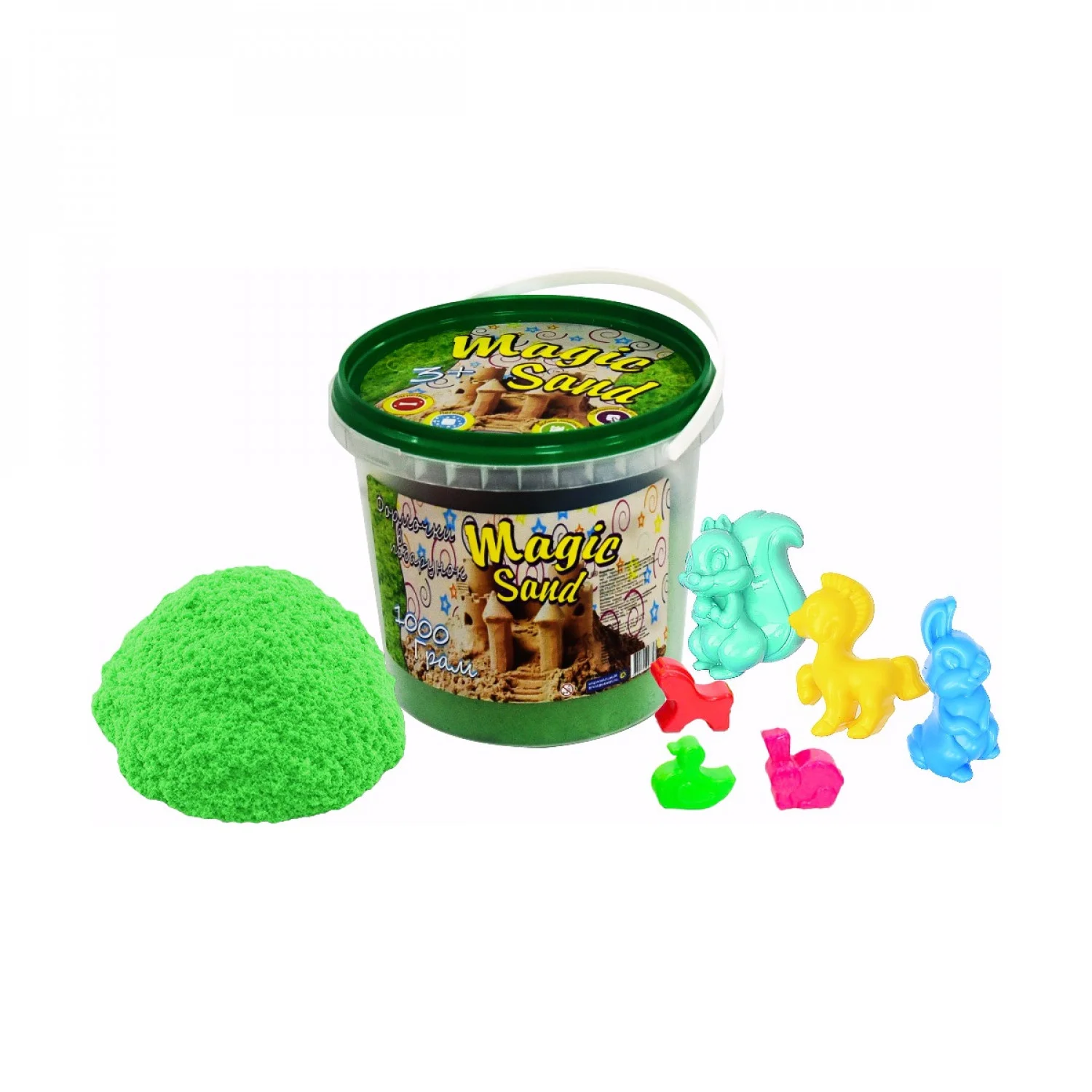 Кинетический песок Strateg Magic Sand 1 кг светится в темноте в ведре Мятный (372-8)