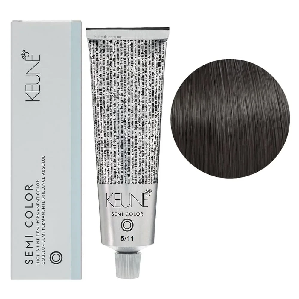 Краска тонирующая безаммиачная для волос Keune Semi Color 5.11 Light Intense Ash Brown 60 мл