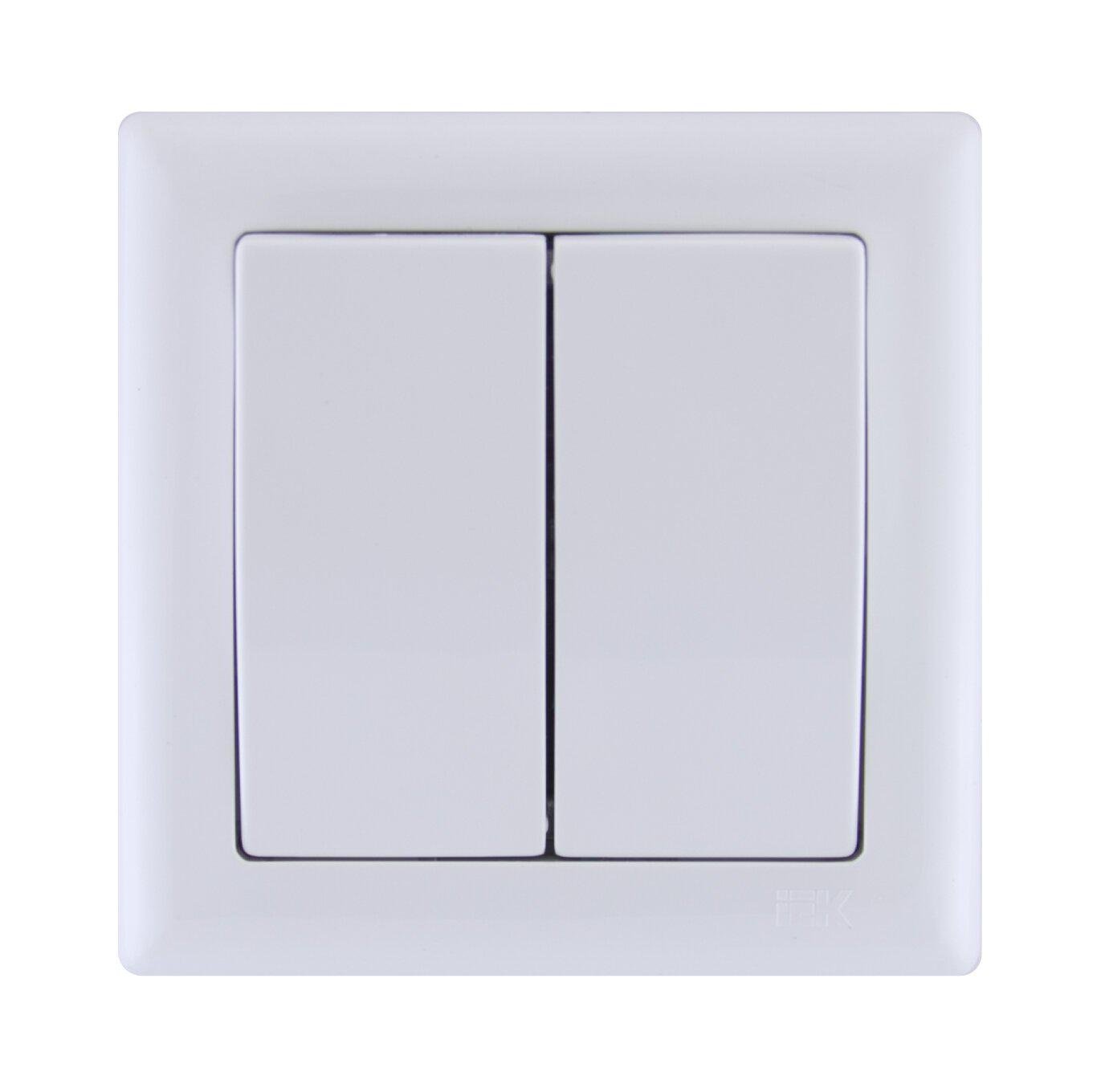 Вимикач УЄК BOLERO ВК02-00-0-ББ 2-клавішний Білий (EVB20-K01-10)