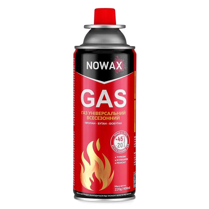 Газ Nowax Gas універсальний всесезонний 220г, 400мл Газ Nowax Gas універсальний всесезонний 220г, 400мл