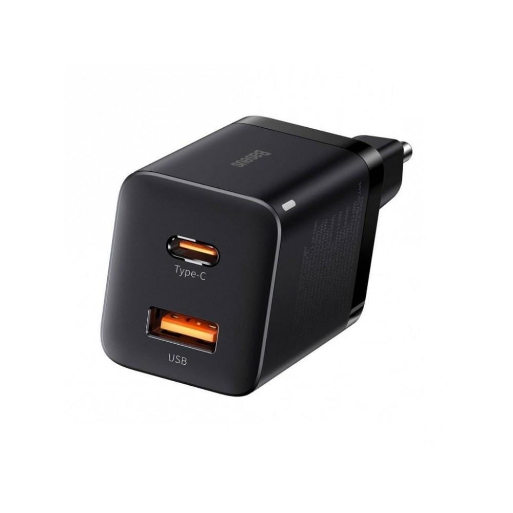 Зарядний пристрій мережевий Baseus Super Si Pro Quick Charger Type-C/USB 30W Black (25397607)