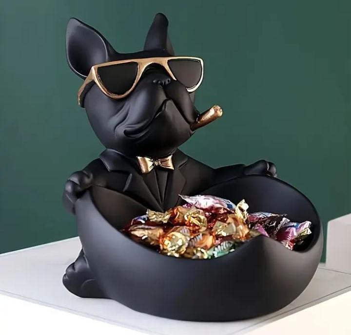 Статуетка ключниця-цукерниця Бульдог 21,5 см Чорний