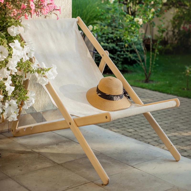 Шезлонг Woodman LiLy из массива дерева бук Натуральный/Кремовый (53231)