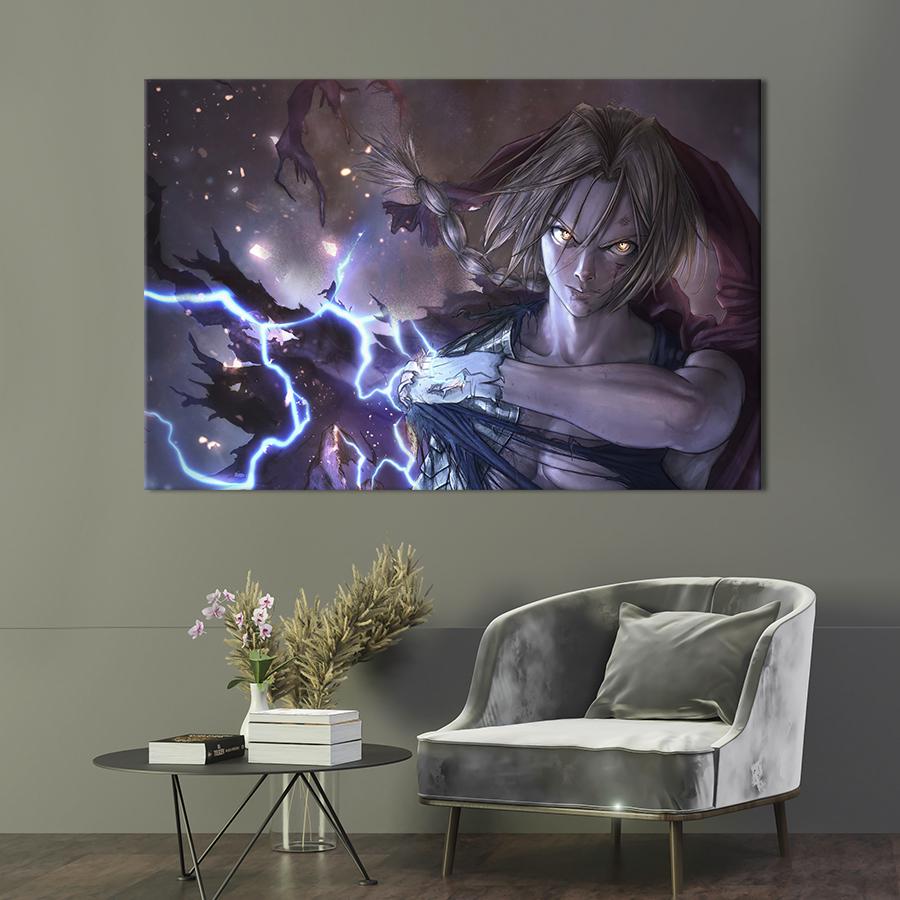 Настенный декор картина на холсте для интерьера Стальной алхимик 80x54 см (709-1)