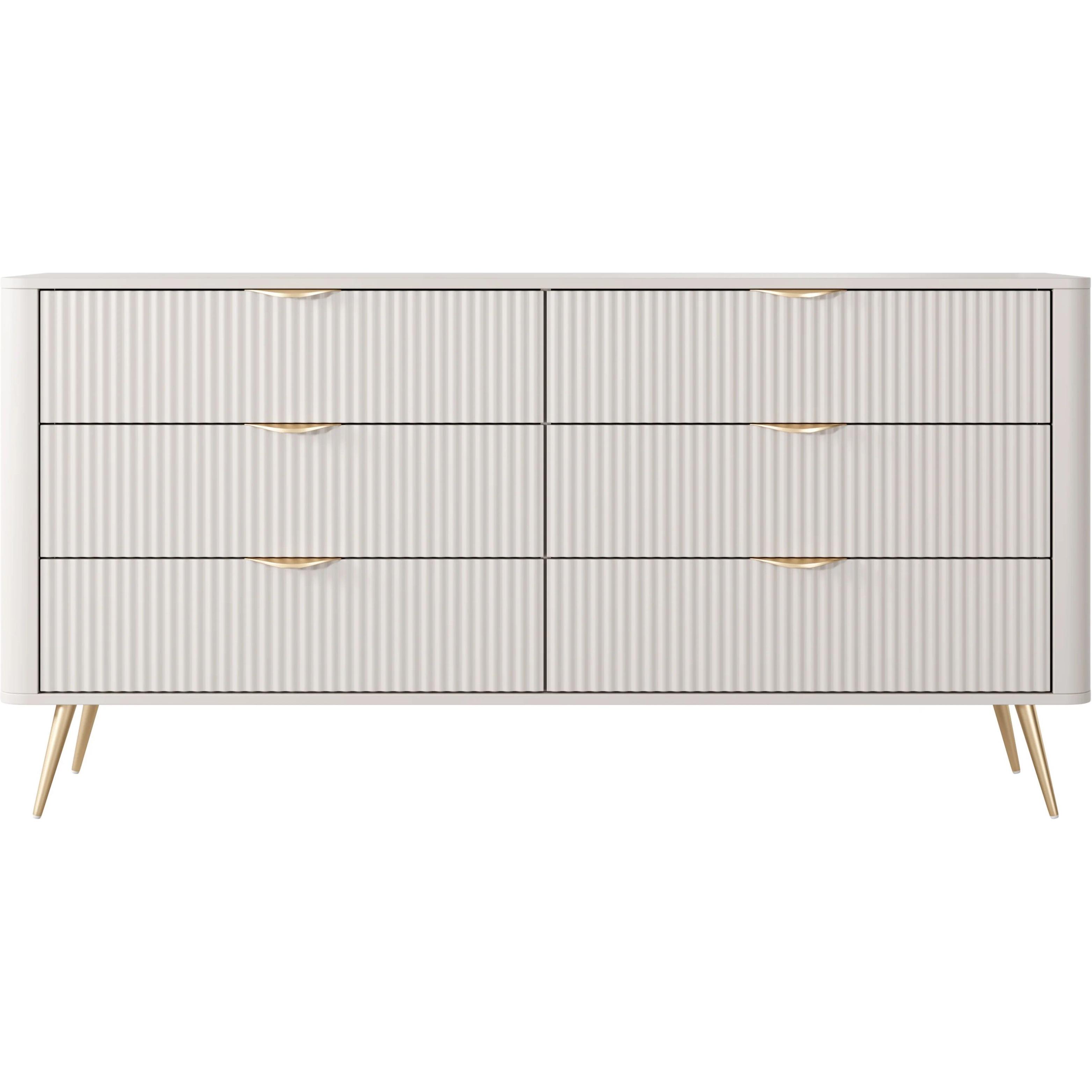 Комод Maraline Sofia ribbed 6 шухлядок Beige (13695) Комод Maraline Sofia ribbed 6 шухлядок Beige (13695)