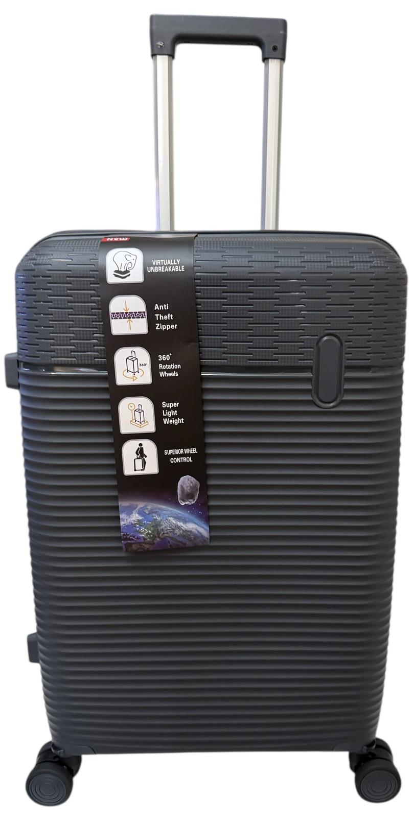 Чемодан пластиковый большой полипропиленовый на 4 четырех съемных колесах Темно-серый (604)