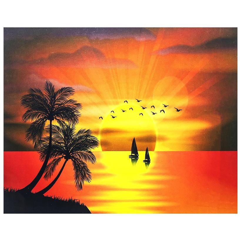 Алмазная мозаика Пальмовый закат на подрамнике с декоративной рамкой 30х40 см (GLD61335)