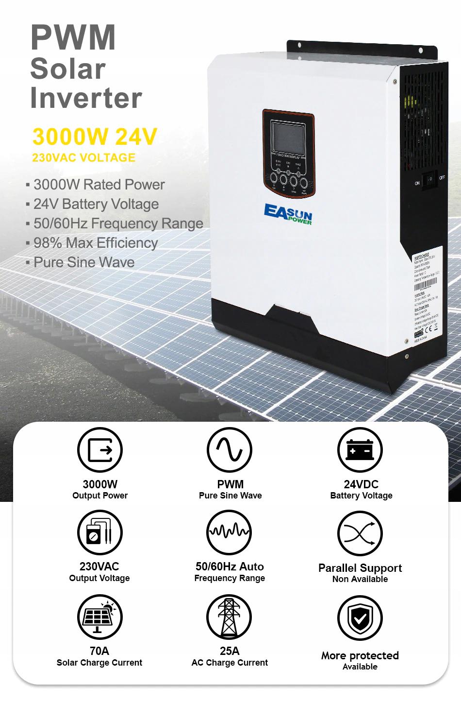 Инвертор автономный EASUN POWER солнечный многофункциональный 24 V ISolar SPH 3KW Белый (9381604) - фото 8