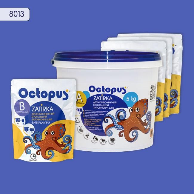 Фуга двухкомпонентная эпоксидная для плитки и мозаики Octopus 5 кг 8013 (8013-5)
