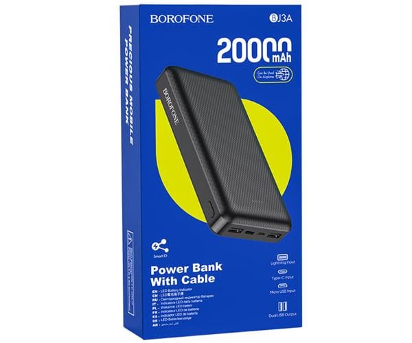 Батарея портативная Power Bank Borofone BJ3A 20000 mAh Black - фото 4 Батарея портативная Power Bank Borofone BJ3A 20000 mAh Black - фото 4
