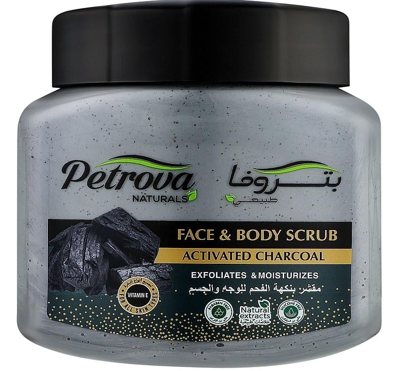 Скраб для лица и тела Petrova Naturals Activated Charcoal с активированным древесным углем 500 мл (36917259)