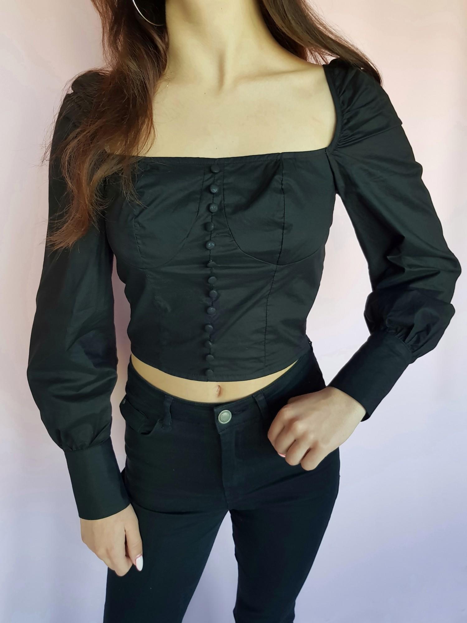 Топ женский на пуговицах Nasty Gal XS Черный (10373/40)