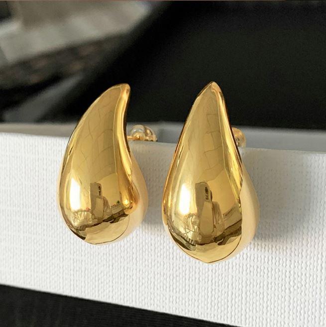 Сережки у формі краплі води в стилі Bottega Veneta Jingrong Золотий (М320193)
