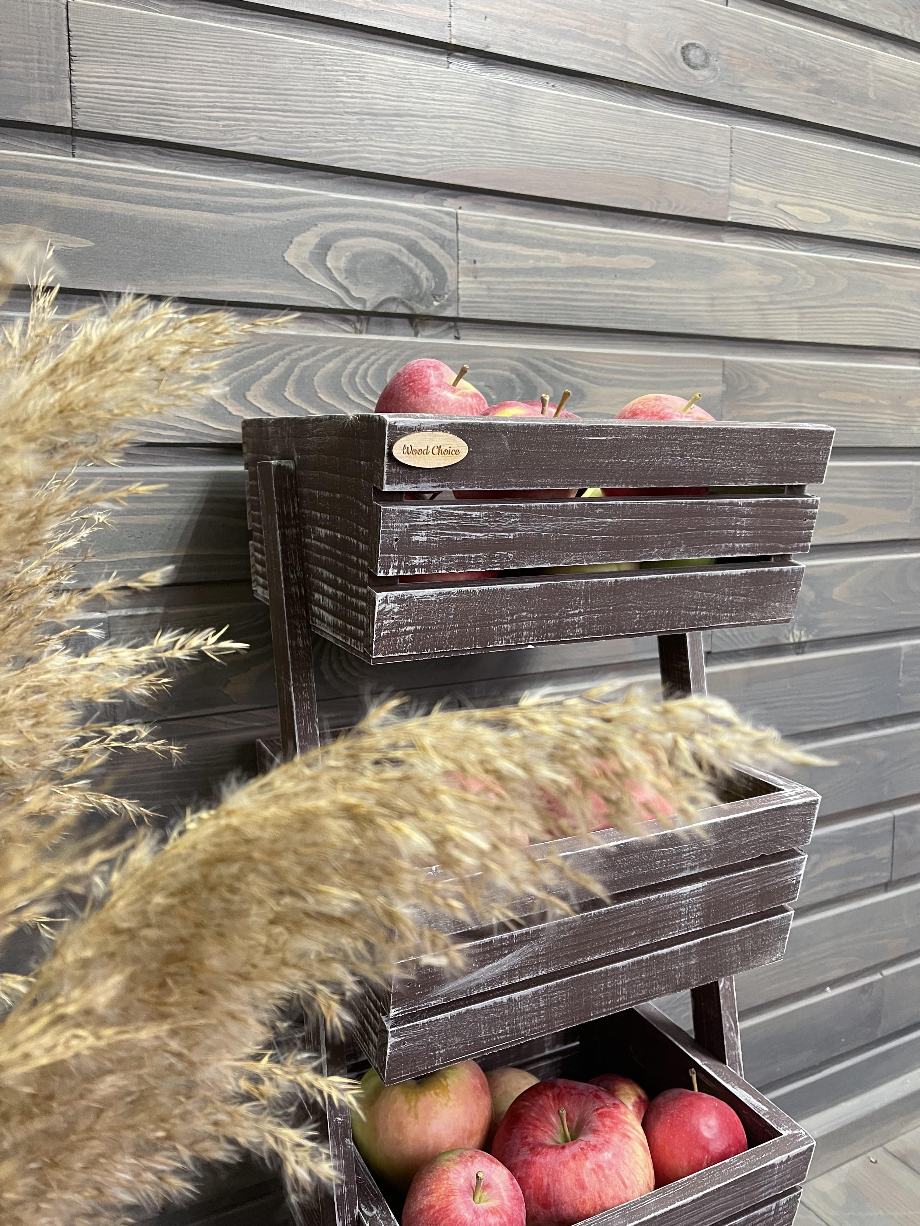 Ящик-фруктовница деревянная 4 яруса Коричневий (174) - фото 4