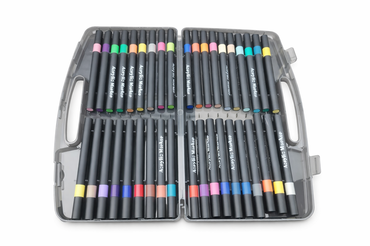 Маркери акрилові для творчості для малювання на склі тканині та дереві 36 кольорів