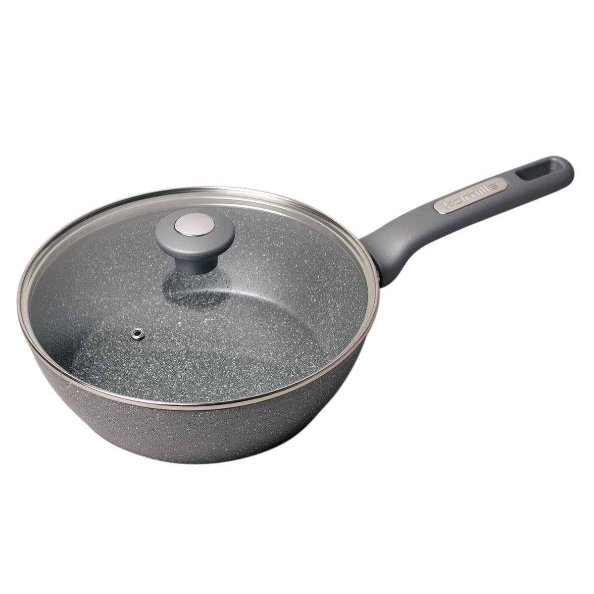 Сотейник з кришкою Kamille алюмінієвий з гранітним покриттям 24 см (4275GR)