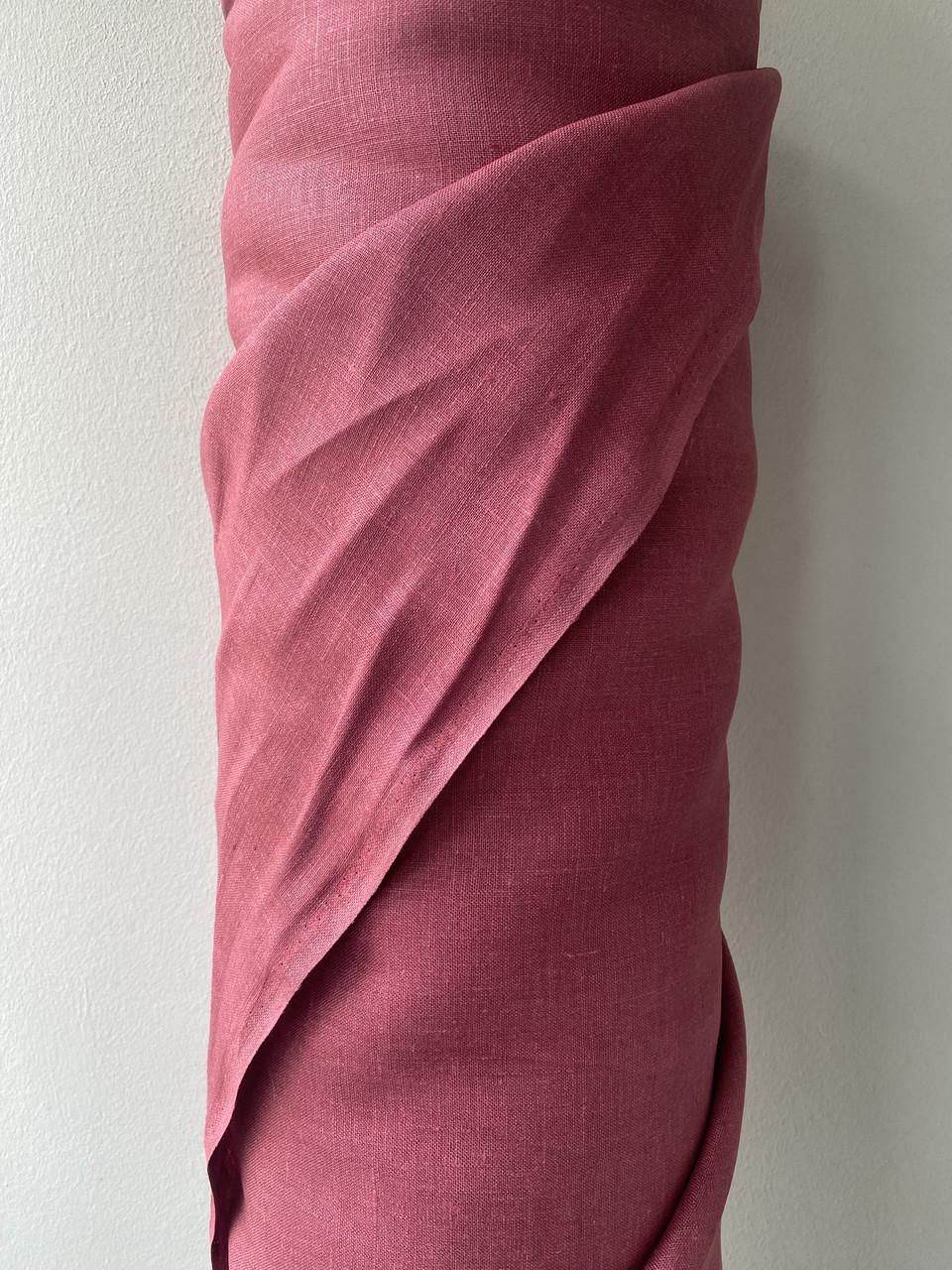 Ткань LINEN PLUS 100% лен 143 см 496 Бордовый - фото 5
