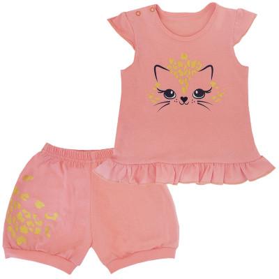 Костюм дитячий бавовняний літній для дівчинки Gabbi KS-19-14-1 Тропіки 86 см Персиковий (11687)