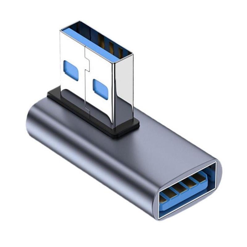 Перехідник-адаптер SUNROZ кутовий USB 3.0 M/F 10Gbps Grey (A48567)