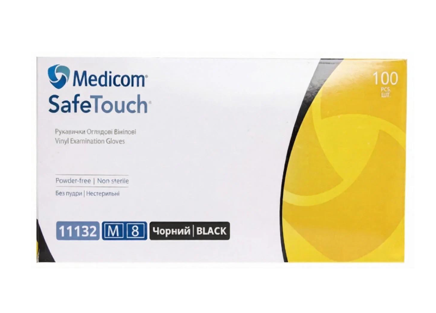 Перчатки виниловые SafeTouch смотровые нестерильные неопудренные М 50 пар. Черный (000006855) Перчатки виниловые SafeTouch смотровые нестерильные неопудренные М 50 пар. Черный (000006855)