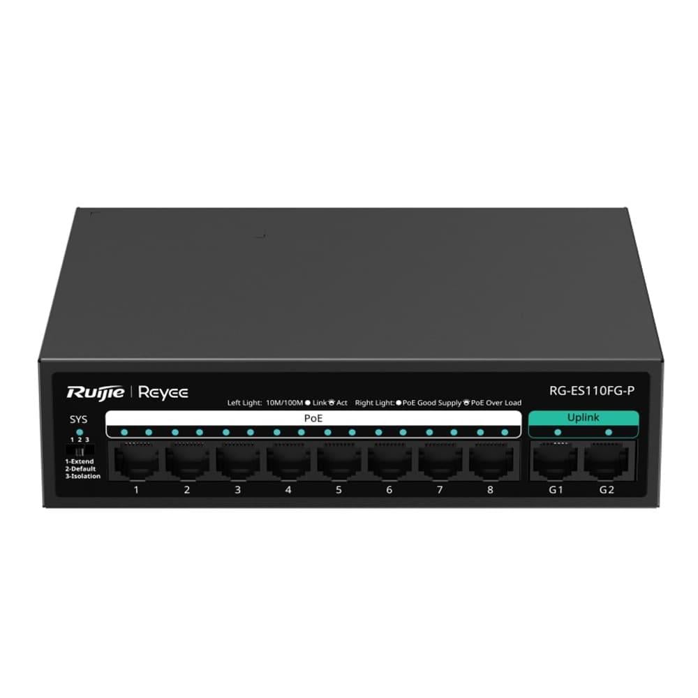 Коммутатор Ruijie 8-портовый PoE Reyee RG-ES110FG-P Коммутатор Ruijie 8-портовый PoE Reyee RG-ES110FG-P