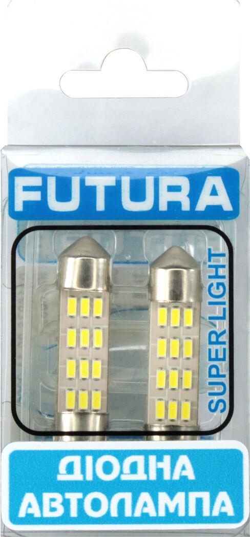 Лампочка FUTURA 2-ох цокольна LED T11 C10W SMD 12 діодів 24 V-1,7 Вт SV8.5-8 35 мм 2 шт. Білий (60321)