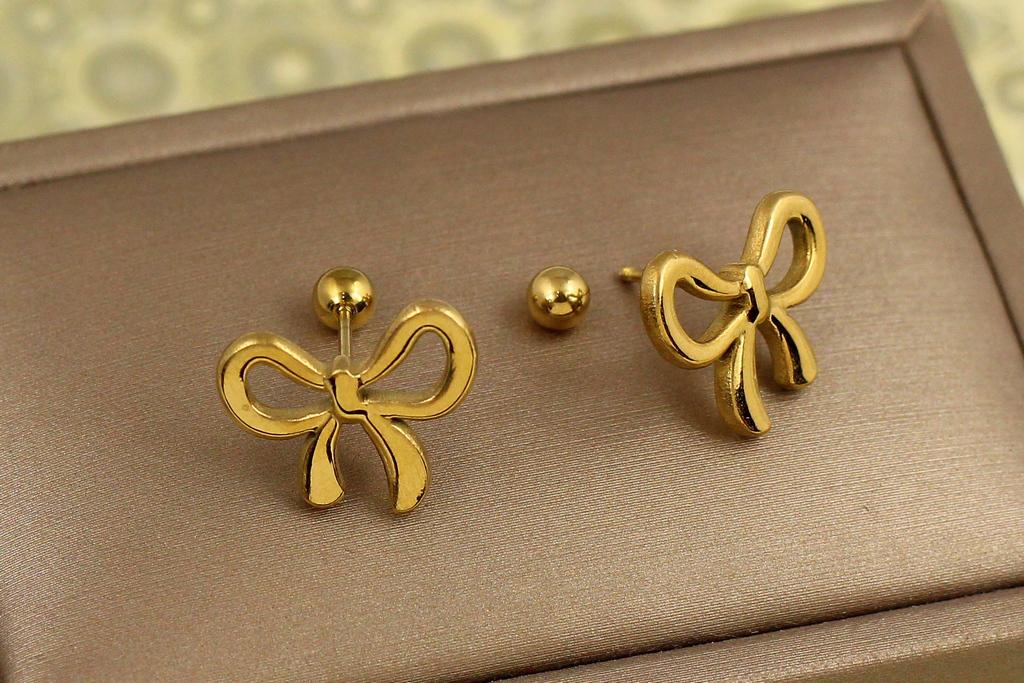 Серьги гвоздики Xuping Jewelry Бантик на закрутке Лимонный (33704952)