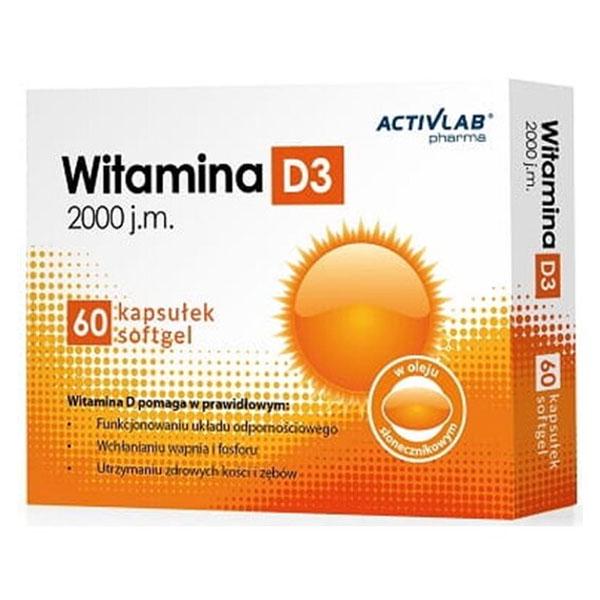 Вітамін D для спорту Activlab Pharma Vitamin D3 2000 IU 50 мг 60 мяких капс. (000025196)