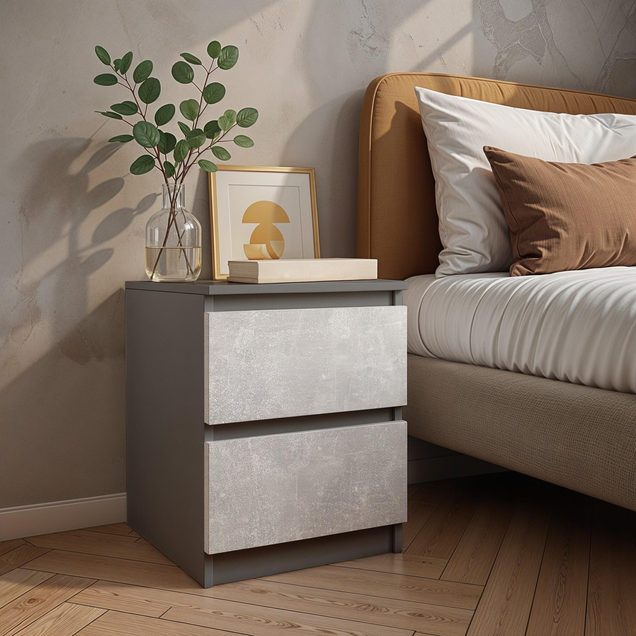 Тумба прикроватная FT-225 400х400х530 мм Антрацит/Бетон