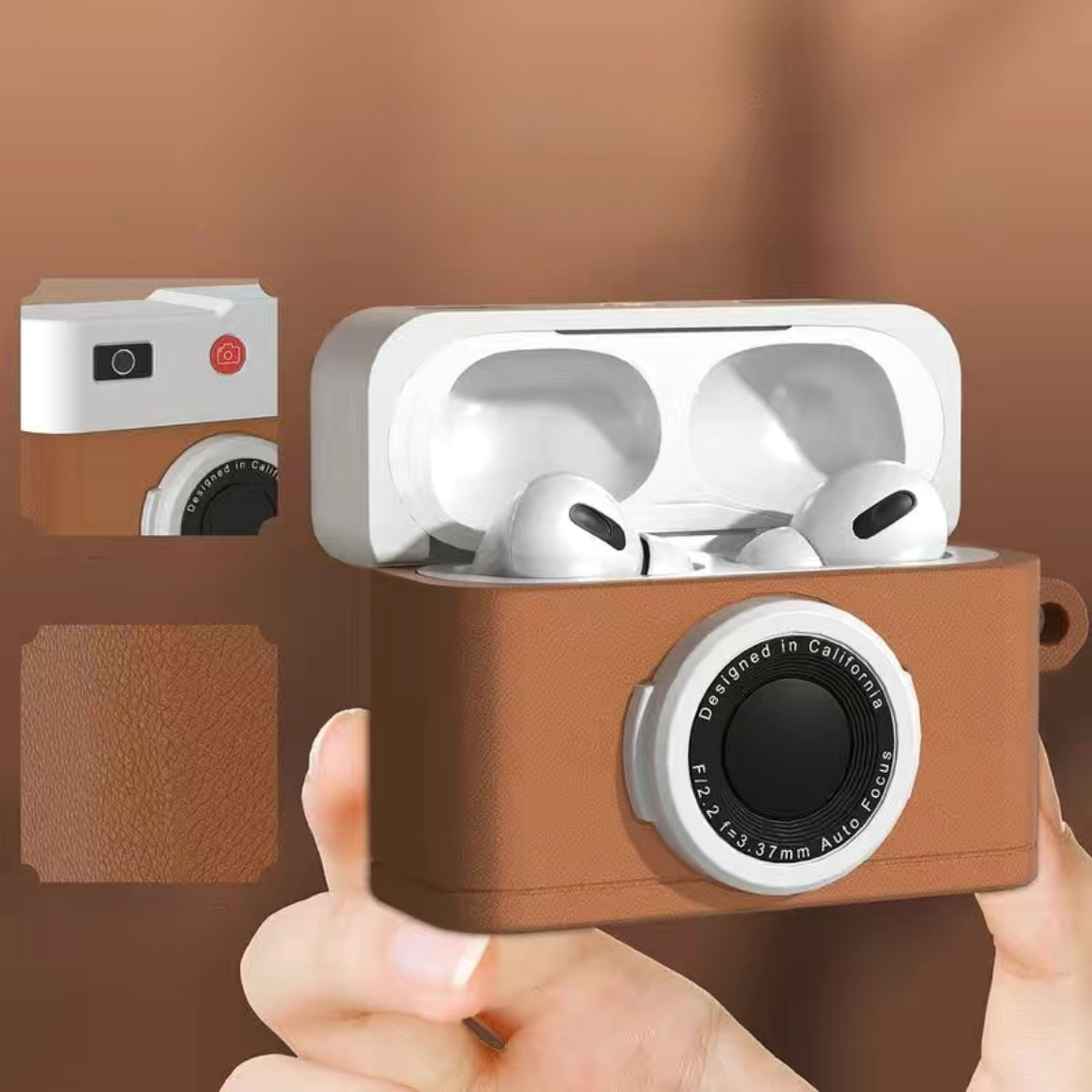 Чехол для наушников AirPods PRO 2 силиконовый с текстурой кожи с карабином Коричневый (2151473776) - фото 2 Чехол для наушников AirPods PRO 2 силиконовый с текстурой кожи с карабином Коричневый (2151473776) - фото 2