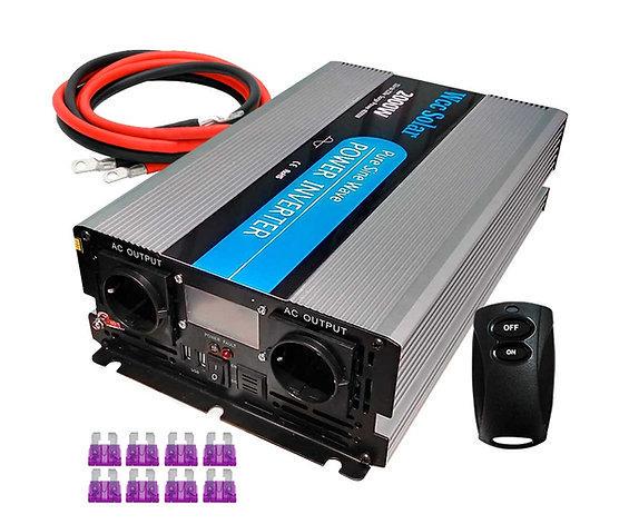 Інвертор 2000/4000Вт 12В-230В чиста синусоїда РК-дисплей та пульт ДК