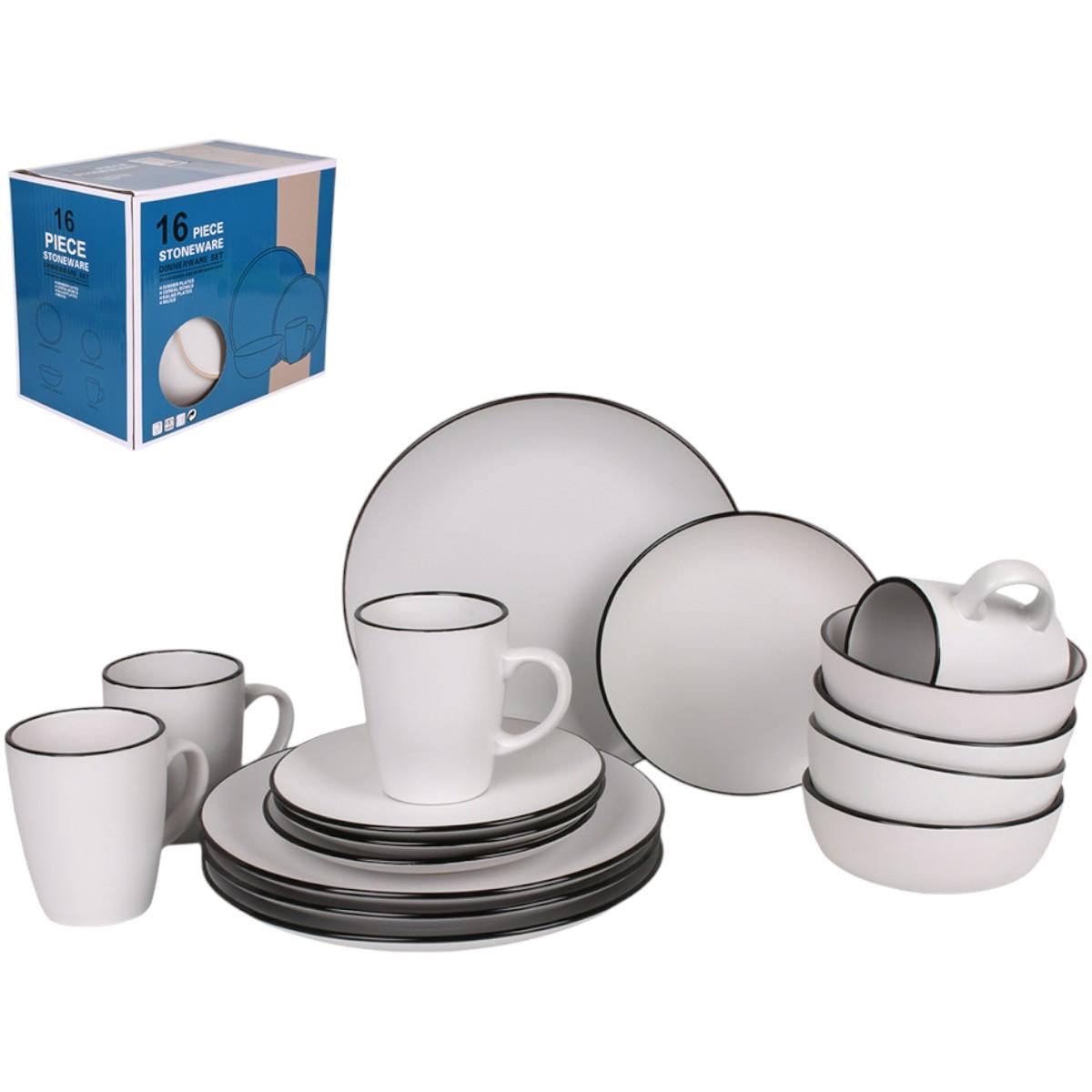 Набор столовой посуды Piece Stoneware 16 предметов Белый (MC5575-2)
