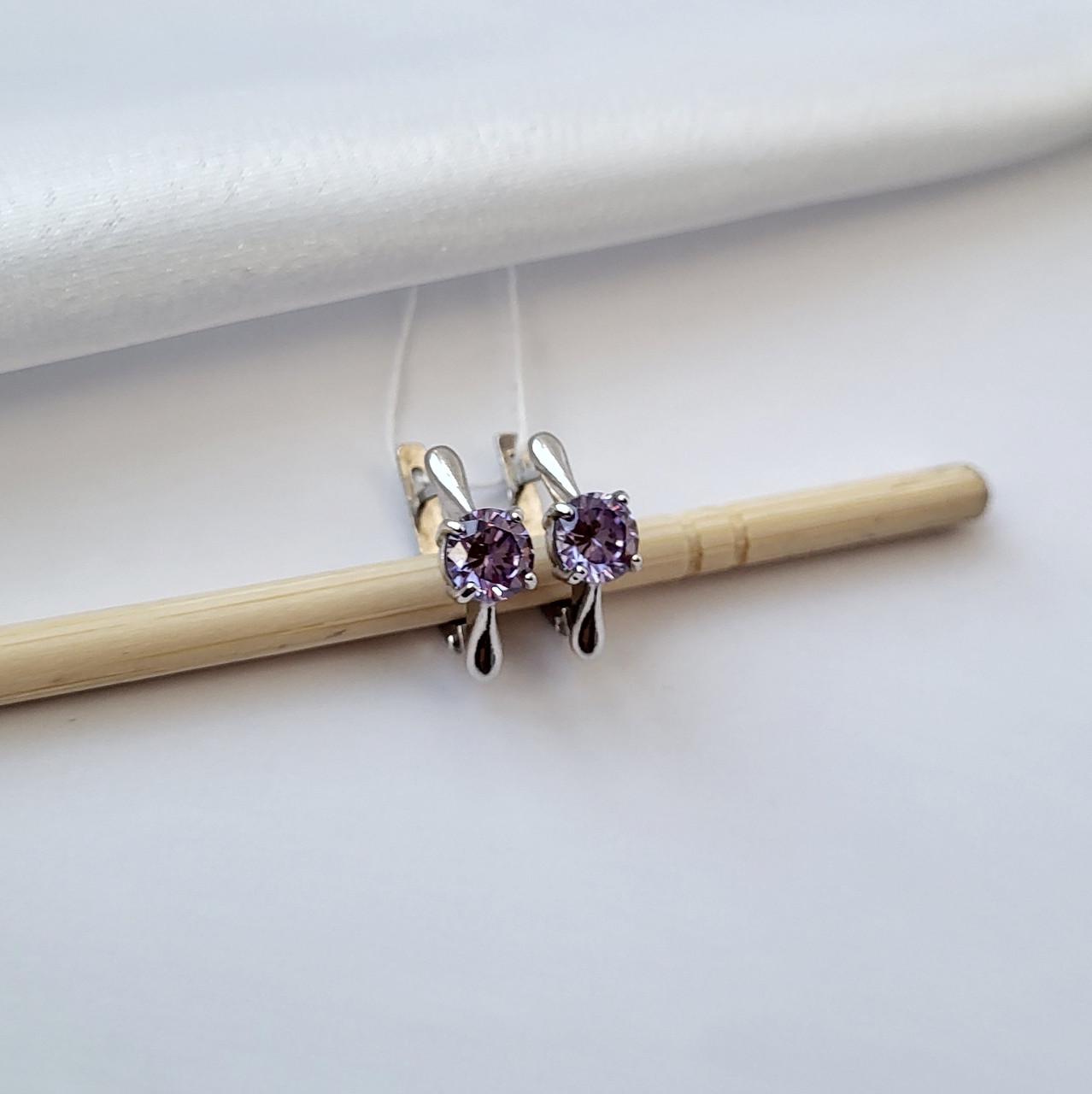 Серьги с лиловым камнем серебро 925 пробы 2,87 г (82051л)