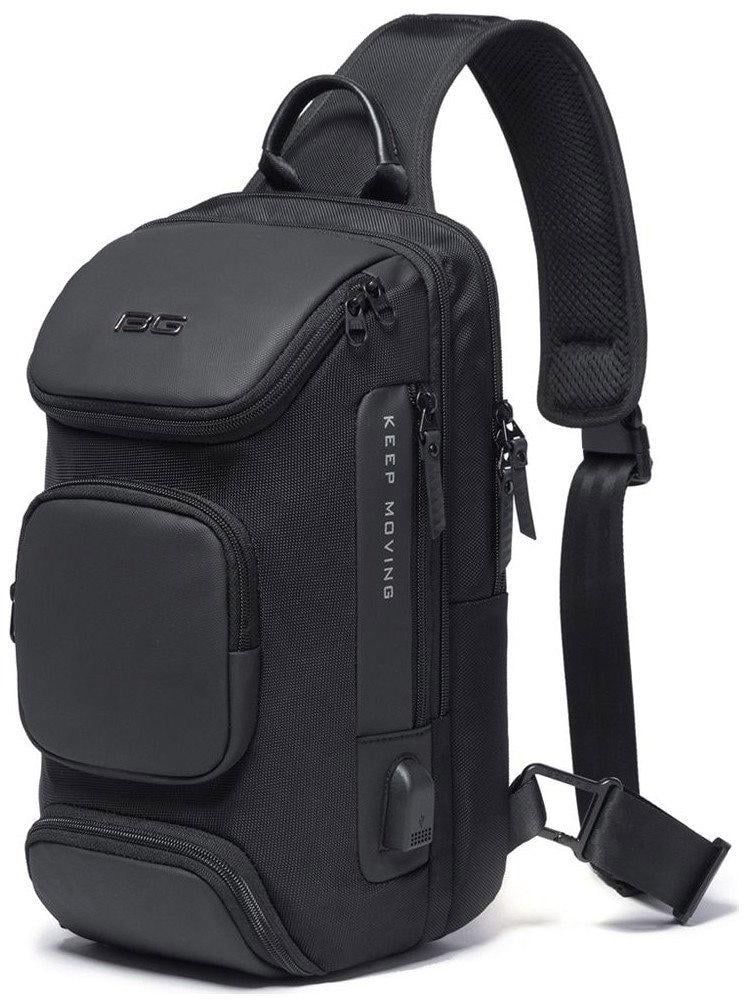 Рюкзак однолямковий через плече Bange BG-7086 9л Сумка-слінг з USB-роз'ємом Black (19380)