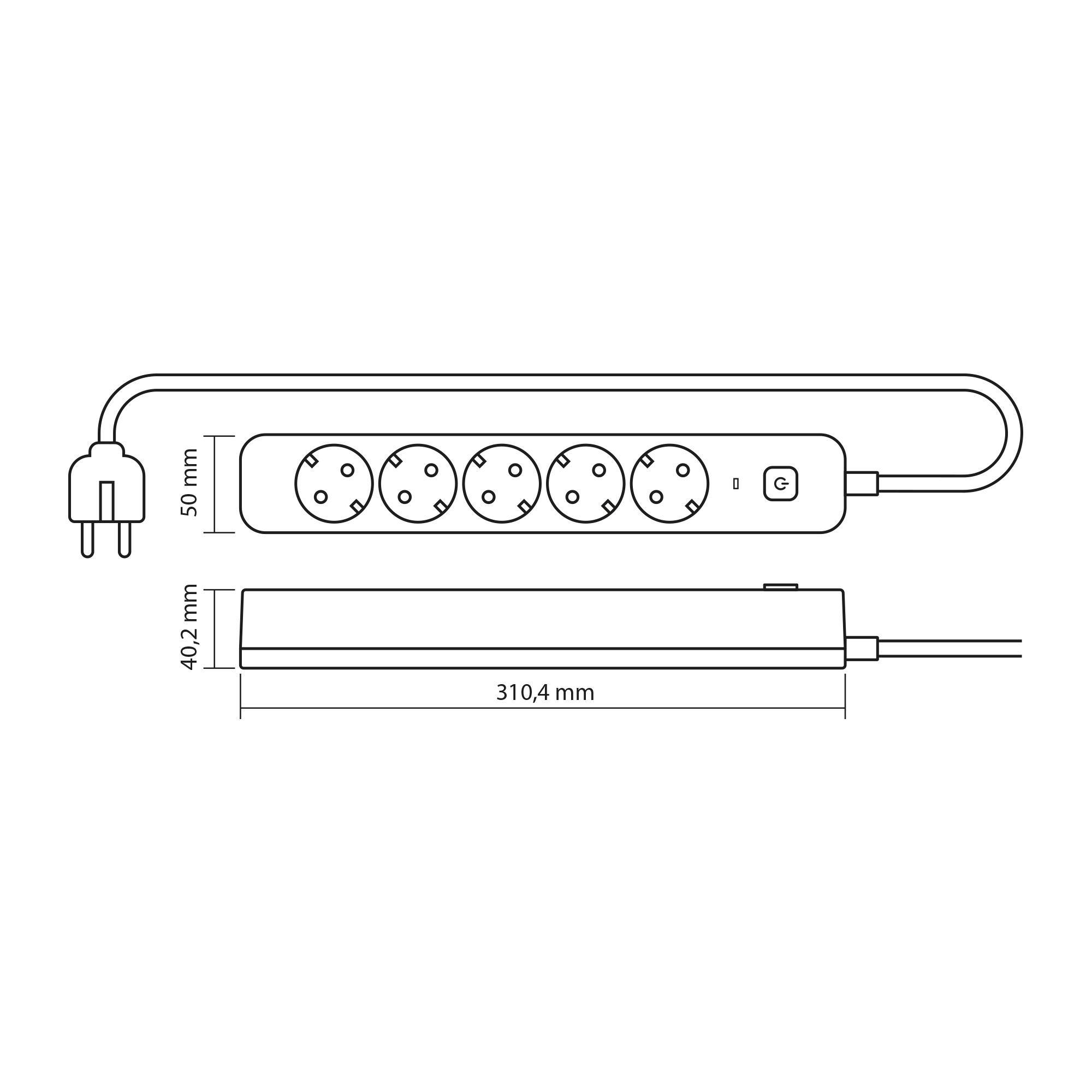 Подовжувач мережевий Videx ONCORD з/з 5п 3 м 3x1,5 мм з кнопкою White (27689) - фото 8