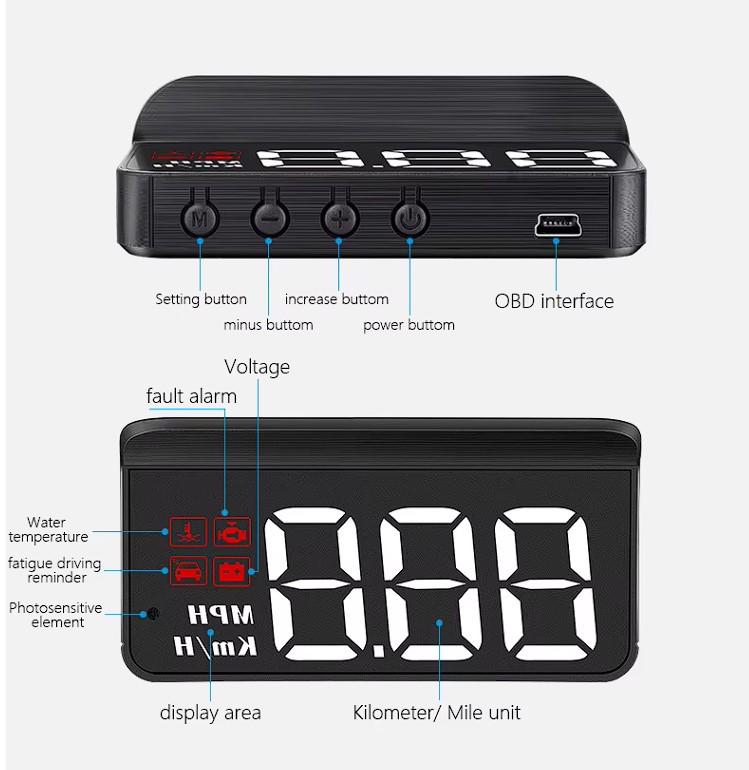 Бортовой компьютер для авто OBD2 HUD M3 с проекцией на стекло - фото 6 Бортовой компьютер для авто OBD2 HUD M3 с проекцией на стекло - фото 6