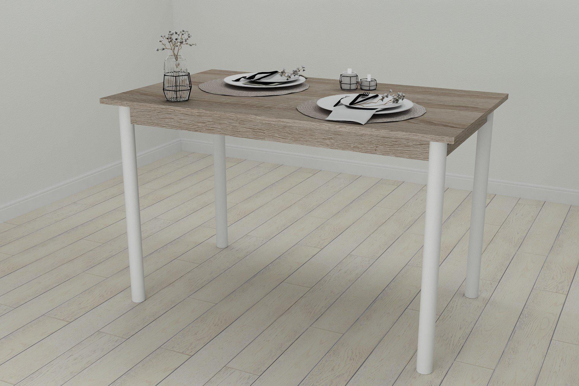 Стол кухонный Ferrum-decor Benita металл/ДСП 16 мм 75x120x70 см Белый/Дуб сонома трюфель (FRD-106277)