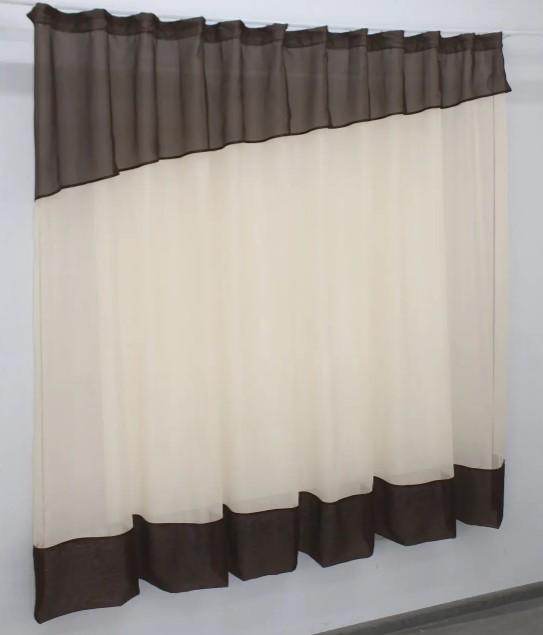 Гардина на кухню шифон 270х170 см Бежевий/Венге (047к) - фото 2